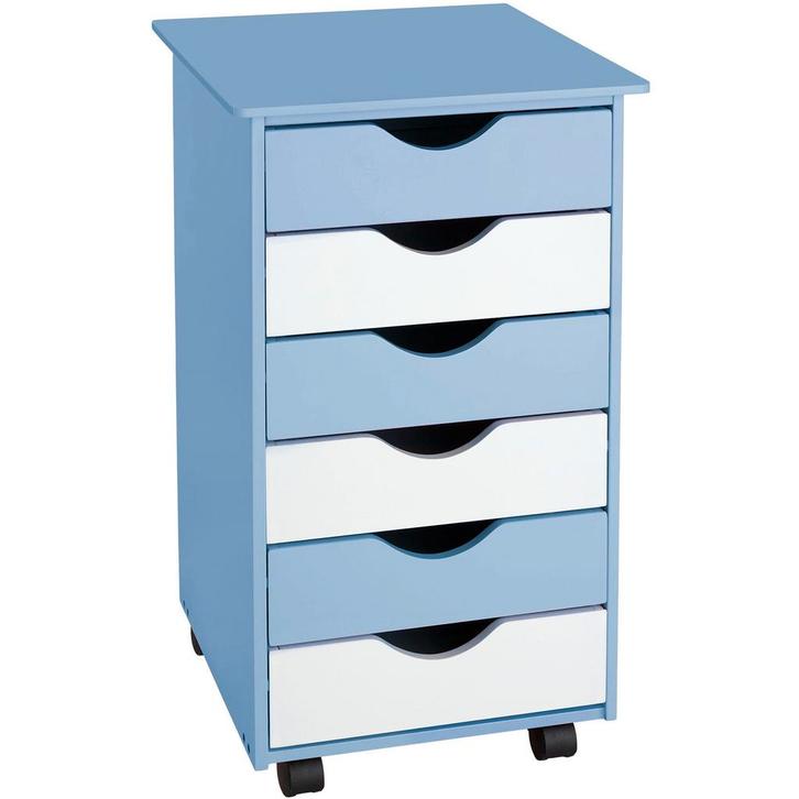 tectake Ladekast van hout 65x36x40cm - blauw, Huis en Inrichting, Kasten | Roldeurkasten en Archiefkasten, Verzenden