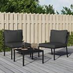 vidaXL Tuinstoelen met grijze kussens 2 st 60x74x79 cm staal, Tuin en Terras, Tuinsets en Loungesets, Verzenden, Nieuw