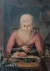 Dutch School 18th Century - Woman with cat in interior