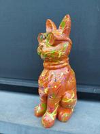 Statue, garden statue cat color orange with paint color - 31, Antiquités & Art, Curiosités & Brocante