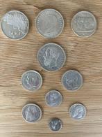 Belgique. Vanaf 1867, Lot van 10 zilveren Belgische munten, Postzegels en Munten