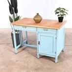 Bureau Vintage | Ancien bureau | Bureau en bois bleu clair