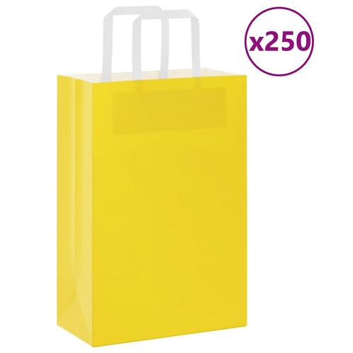 vidaXL Papieren zakken 250 st met hengsels 21x11x31 cm geel, Diversen, Cadeauverpakkingen, Nieuw, Verzenden
