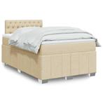 vidaXL Boxspring met matras stof crèmekleurig 120x200 cm, Verzenden, Nieuw