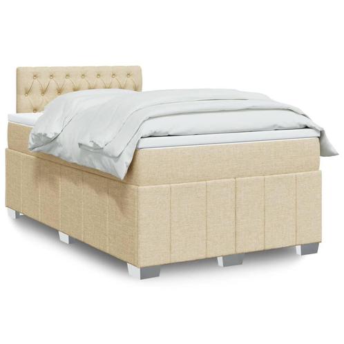 vidaXL Boxspring met matras stof crèmekleurig 120x200 cm, Huis en Inrichting, Slaapkamer | Bedden, Nieuw, Verzenden