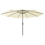 Grote Parasol met LED - Zandkleur - Retour Deal! Tuinfeest, Verzenden, Nieuw, 3 tot 4 meter, Stokparasol