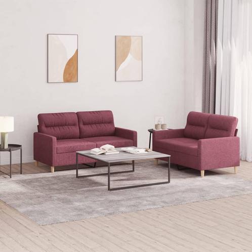 vidaXL 2-delige Loungeset met kussens stof wijnrood, Huis en Inrichting, Zetels | Zetels, Nieuw, Verzenden