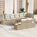 vidaXL Tuinbank Set 9 pcs Beige, wit 55 x 55 x 37 cm Rotan,, Verzenden, Nieuw