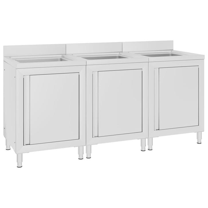 vidaXL Wastafelkasten commercieel 3 st roestvrij staal, Zakelijke goederen, Horeca | Overige, Verzenden