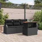 vidaXL 5-delige tuinset met kussens in zwart poly rattan, Verzenden, Nieuw