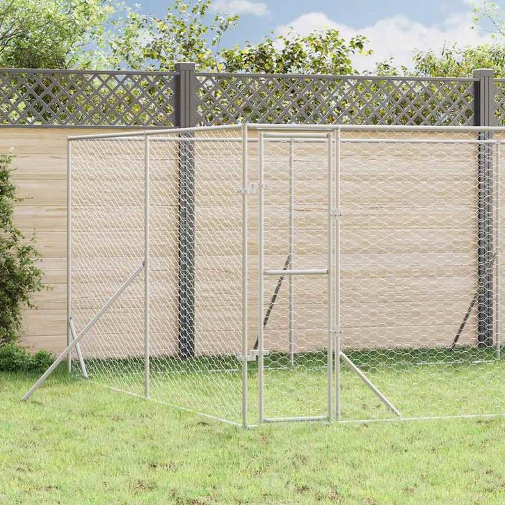 vidaXL Hondenkennel voor buiten 8x12x2 m gegalvaniseerd, Animaux & Accessoires, Caisses pour chiens, Envoi