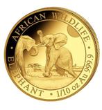 Somalië. 100 Schilling 2024 Elephant 1/10 oz Gold (.999), Antiquités & Art, Antiquités | Argent & Or
