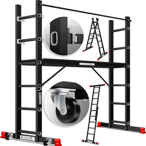 MASKO® Kamersteiger Aluminium - Multifunctionele Ladder - Zw, Doe-het-zelf en Bouw, Gereedschap | Overige machines, Verzenden