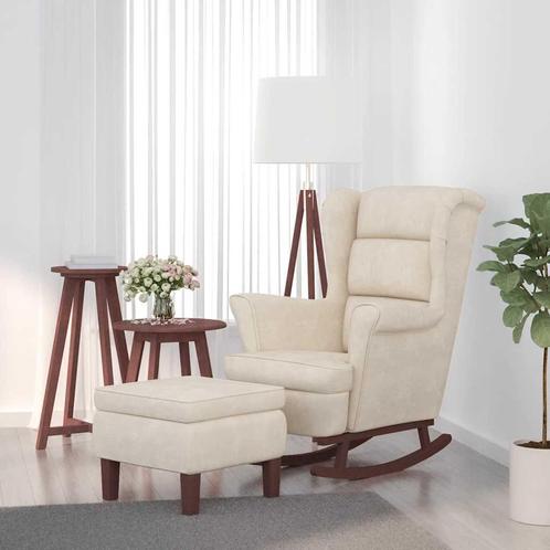 vidaXL Schommelstoel met houten poten en voetenbank fluweel, Huis en Inrichting, Stoelen, Nieuw, Verzenden