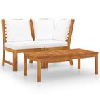 vidaXL 3-delige Loungeset met crèmekleurige kussens massief, Verzenden, Nieuw