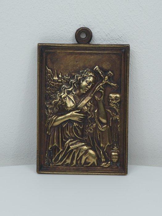 Reliëf, Saint Mary Magdalene in Penitence - 11 cm - Brons, Antiek en Kunst, Kunst | Niet-Westerse kunst