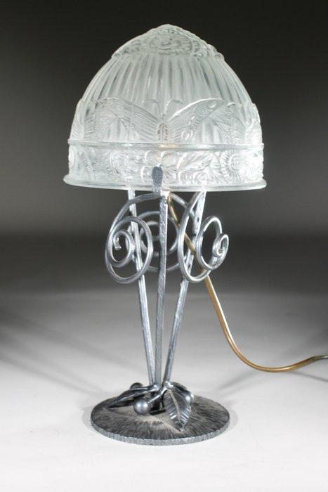 Tafellamp - Glas, smeedijzer - prachtige Tafellamp, Antiek en Kunst, Kunst | Designobjecten