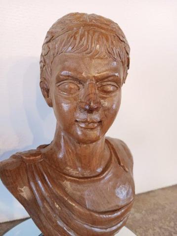 Statue, Romeinse buste - 32 cm - Bois