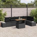vidaXL Tuin Eettafel Set met kussen met kussen 7 pcs Zwart, Tuin en Terras, Verzenden, Nieuw