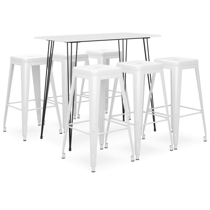 vidaXL 7-delige Barset wit, Huis en Inrichting, Complete eetkamers, Nieuw, Verzenden