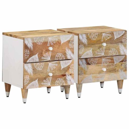 vidaXL Nachtkastjes 2 st 40x33,5x46 cm massief mangohout, Huis en Inrichting, Slaapkamer | Nachtkastjes, Nieuw, Verzenden
