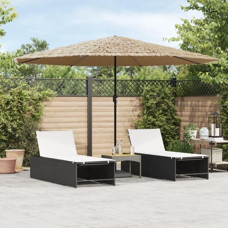vidaXL Parasol met stalen paal 388x388x248 cm bruin, Tuin en Terras, Parasols, Nieuw, Verzenden