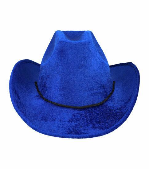 Cowboyhoed - Western Hoed - Velvet - One Size - Blauw, Kleding | Dames, Hoeden en Petten