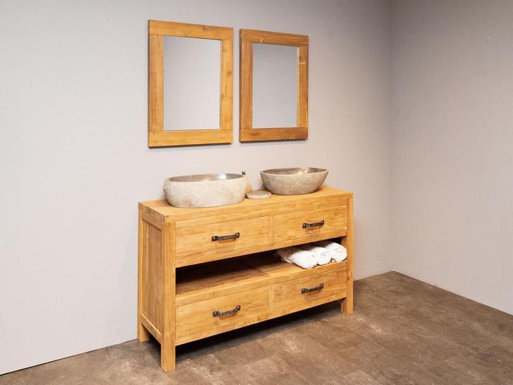 Compleet Teak badmeubelset 140cm | Op voorraad!, Huis en Inrichting, Badkamer | Complete badkamers, Nieuw, Verzenden