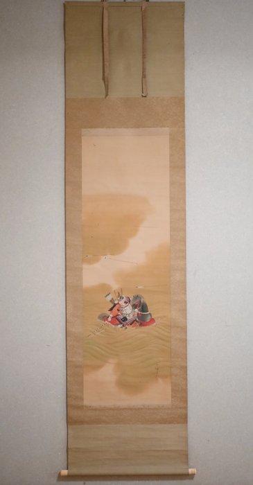 Samurai te paard - met certificaat van echtheid - hangende, Antiquités & Art, Antiquités | Autres Antiquités