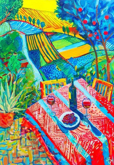 Jowita Skalska - Table for Two in Paradise XL, Antiek en Kunst, Kunst | Schilderijen | Modern