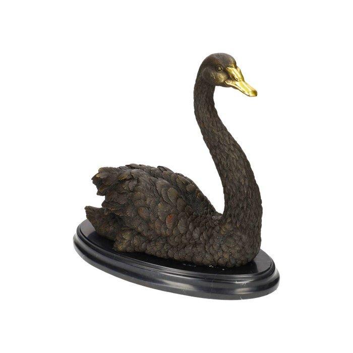 Beeldje - Zwaan - Brons, Marmer, Antiek en Kunst, Curiosa en Brocante