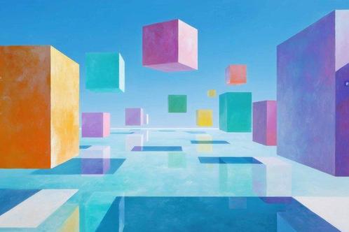 Lea Ottavi - Sky of Cubes XXL, Antiek en Kunst, Kunst | Schilderijen | Modern