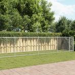 vidaXL Hondenhok met deur 10x2x1,5 m gegalvaniseerd staal, Verzenden