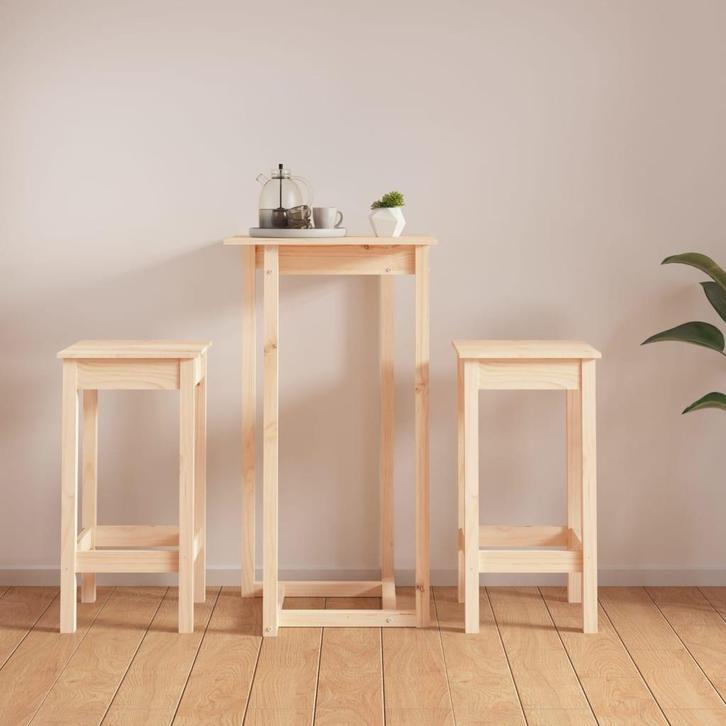 vidaXL 3-delige Barset massief grenenhout, Huis en Inrichting, Complete eetkamers, Nieuw, Verzenden