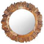 vidaXL Miroir mural 60 cm Teck Rond, Huis en Inrichting, Woonaccessoires | Spiegels, Verzenden