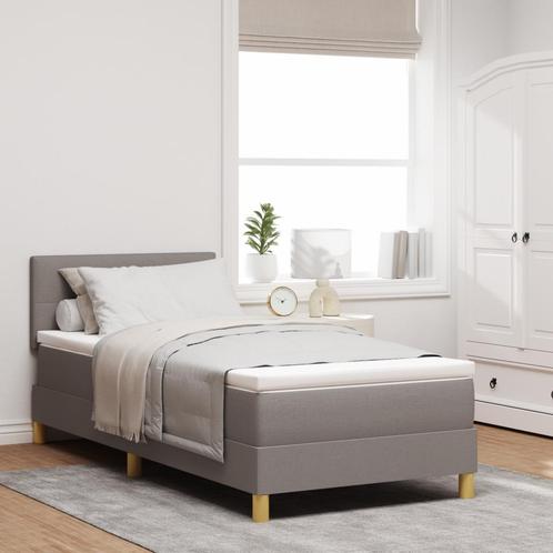 vidaXL Boxspringbed met matras & LED Taupe 90x200 cm Stof, Huis en Inrichting, Slaapkamer | Bedden, Nieuw, Verzenden
