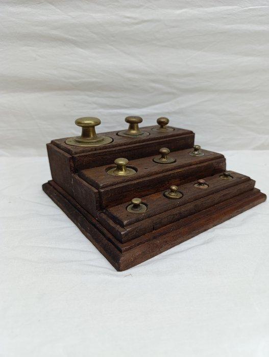 Sluitgewichten - Messing, Hout - 1950/60, Antiek en Kunst, Antiek | Overige Antiek