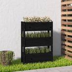 vidaXL Plantenbak 77x25x104,5 cm massief grenenhout zwart, Tuin en Terras, Bloempotten, Verzenden, Nieuw