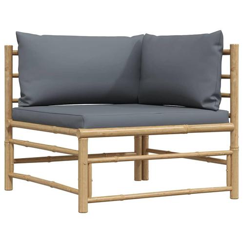 vidaXL Tuinhoekbank met donkergrijze kussens bamboe, Tuin en Terras, Tuinsets en Loungesets, Nieuw, Verzenden