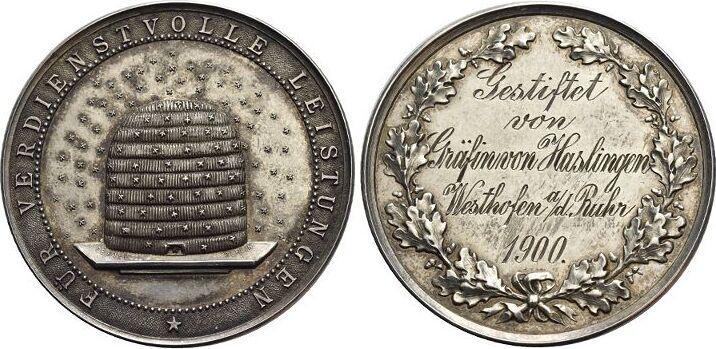 Ar-medaille o Jahr (o Sign v Oertel) Fuer Verdiens 1900 W..., Timbres & Monnaies, Pièces & Médailles, Envoi