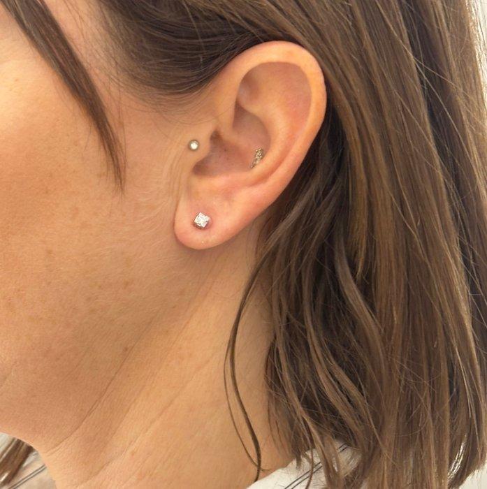 Zonder minimumprijs - Oorbellen - 18 karaat Witgoud -, Bijoux, Sacs & Beauté, Boucles d'oreilles