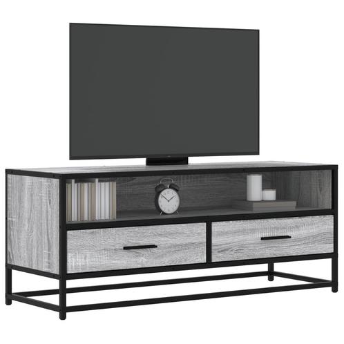 vidaXL Tv-meubel 100x34,5x40 cm bewerkt hout metaal grijs, Huis en Inrichting, Kasten |Televisiemeubels, Nieuw, Verzenden