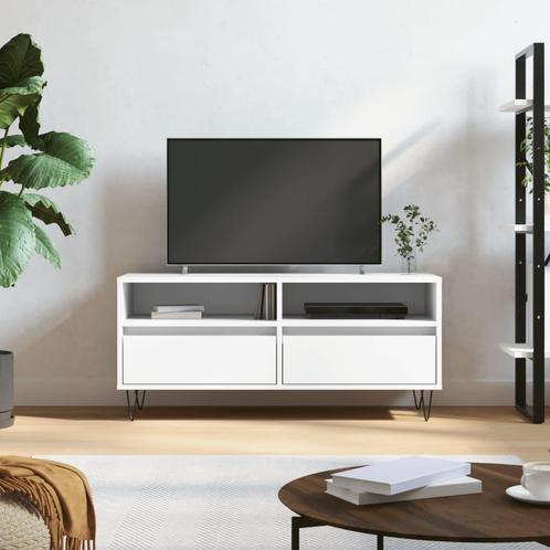 vidaXL Meuble TV blanc 100x34,5x44,5 cm bois, Maison & Meubles, Armoires | Mobilier de télévision, Neuf, Envoi