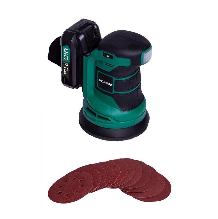 Accu schuurmachine 20V - 125mm - 2.0Ah | Incl. accu en, Doe-het-zelf en Bouw, Gereedschap | Schuurmachines, Nieuw, Verzenden
