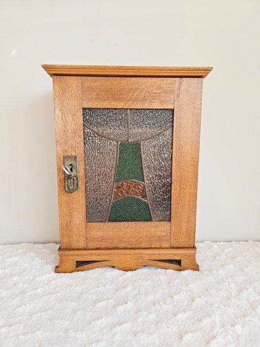 Medicijnkastje - Hout, Glas-in-lood, Antiquités & Art, Curiosités & Brocante