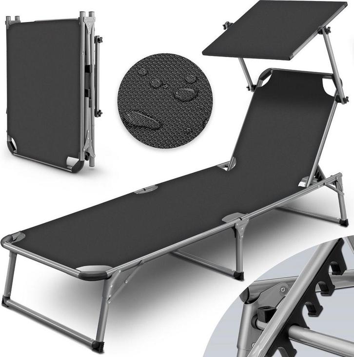Ligbed - Ligstoel - Zonnebed - Opvouwbaar - Grijs - Tillvex®, Jardin & Terrasse, Chaises longues, Envoi