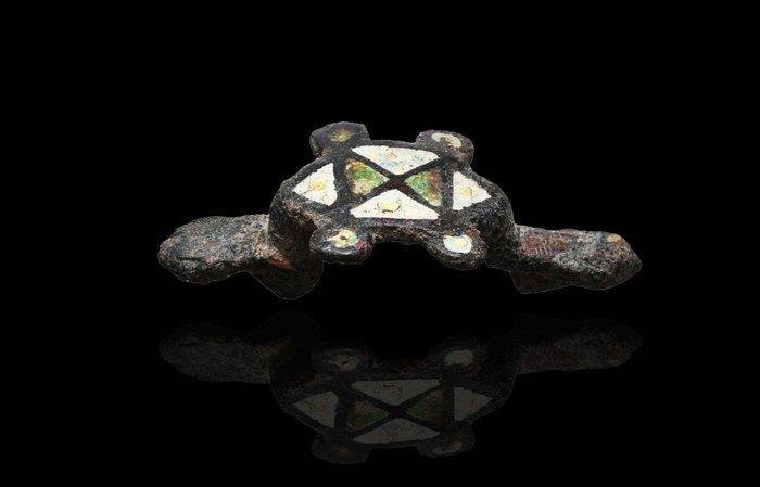 Laat-Romeins / Vroeg-Byzantijns Brons brons fibula met, Handtassen en Accessoires, Antieke sieraden