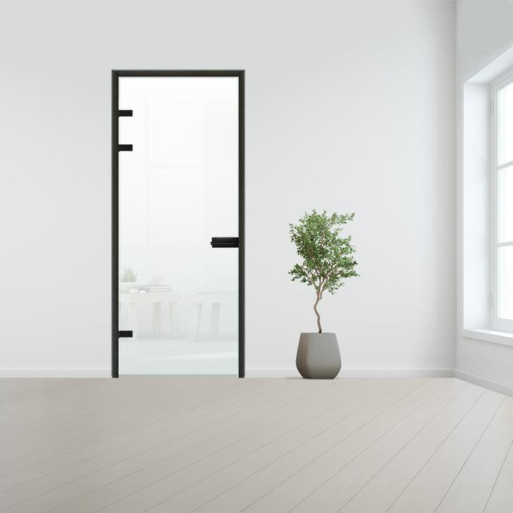Glazen deur met kozijnsysteem - Zwart beslag-Linksdraaiend-S, Doe-het-zelf en Bouw, Glas en Ramen, Nieuw, Verzenden