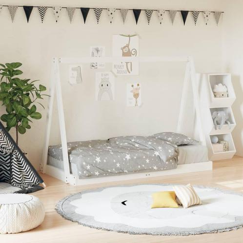 vidaXL Kinderbedframe 80x160 cm massief grenenhout wit, Kinderen en Baby's, Kinderkamer | Bedden, Nieuw, Verzenden