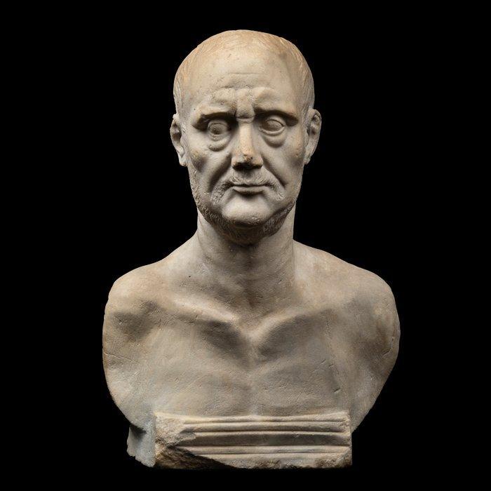 Oud-Romeins Marmer Busteportret. Tijd van Trajan, 98 - 117, Verzamelen, Mineralen en Fossielen